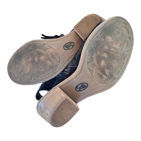 Sofft Leather Whipstitched Peep-Toe Booties Maleigha Black Suede 9.5 Comfort - Picture 12 of 15